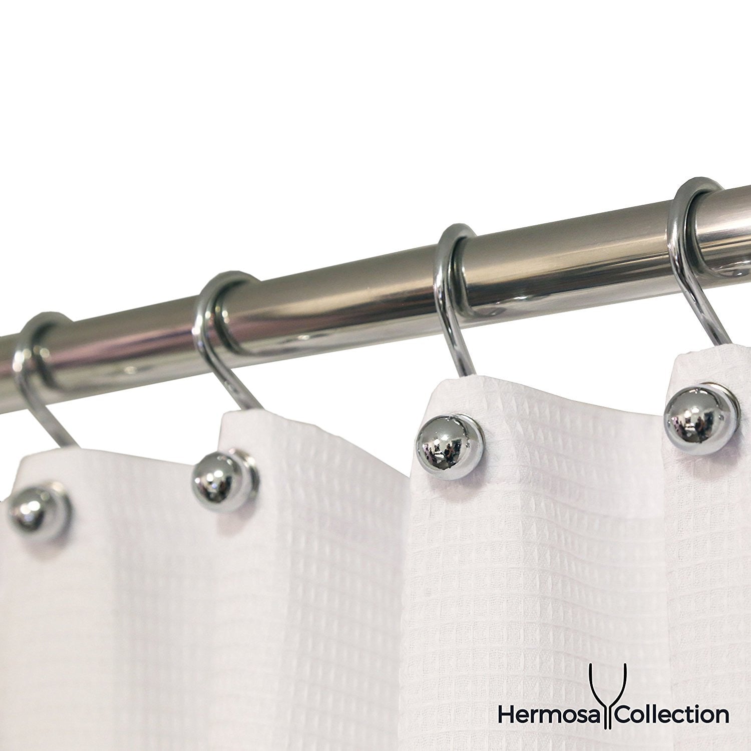 thinkstar Silver Shower Curtain Rings Hooks Polished Shiny Chrome Leaves  Decorative Shower Curtain Hooks Set Of