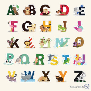 Fun Educational Alphabet with Animals for Baby Nursery and Kids Rooms