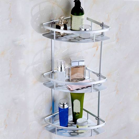 3 Layers Space Aluminum Bathroom Shelf Corner Basket Shower Shampoo So –